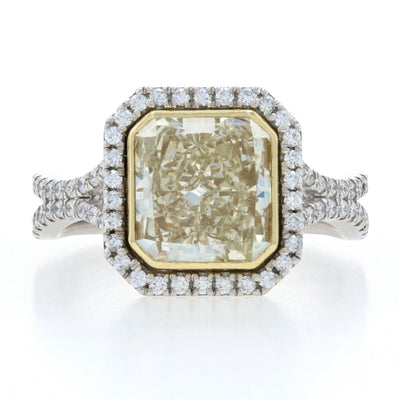 2.74ct Fancy Yellow Diamond Ring Platinum & Yellow Gold