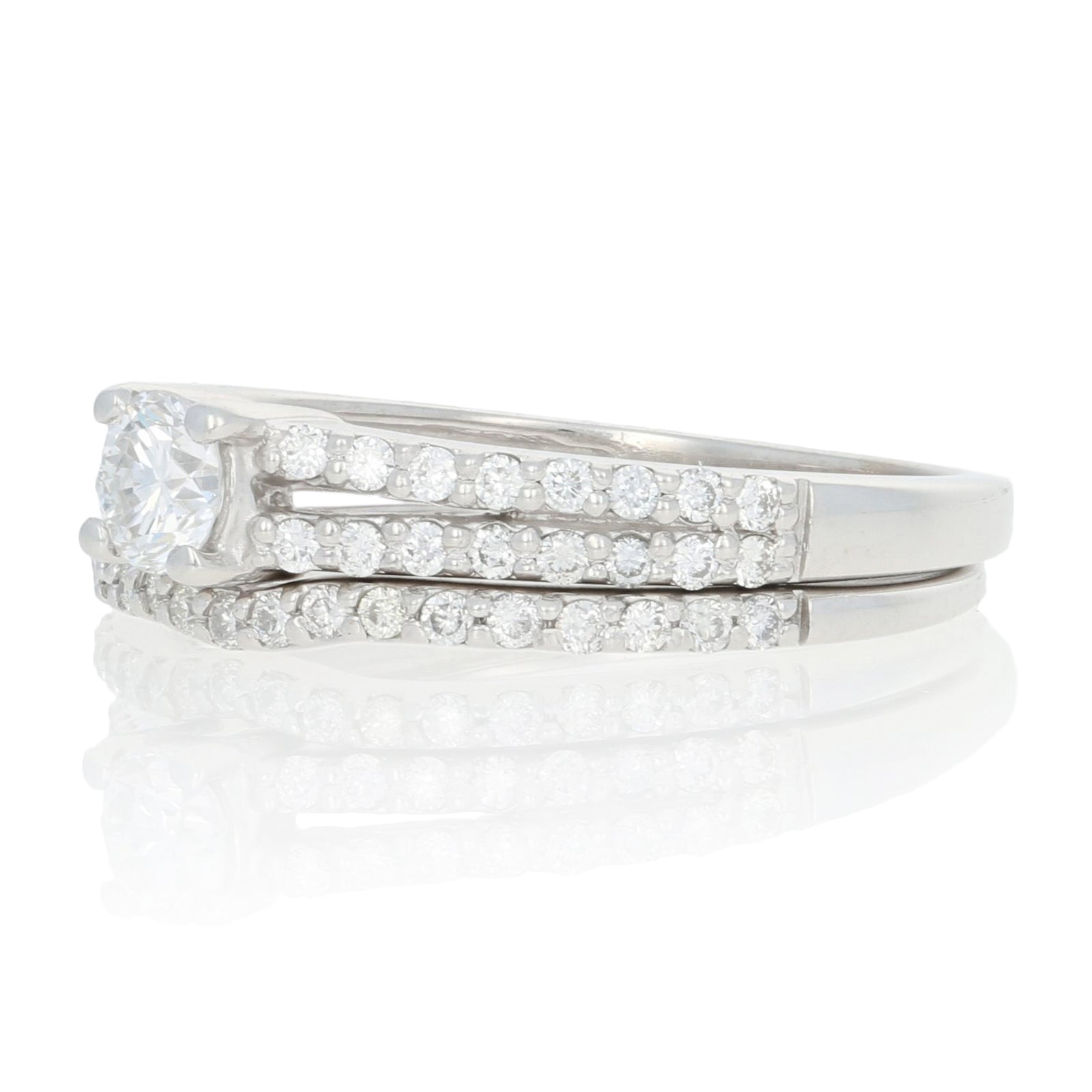 NEW Diamond Engagement Ring & Wedding Band - 14k White Gold .37ctw