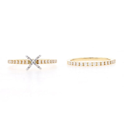 Semi-Mount Engagement Ring & Wedding Band Yellow Gold