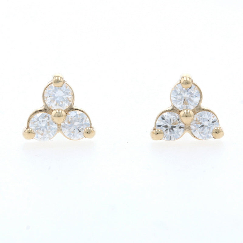 .23ctw Cluster Stud Diamond Earrings Yellow Gold