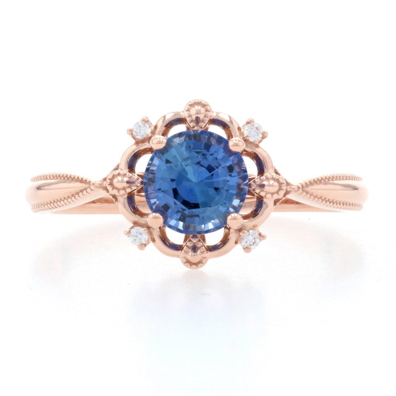 1.09ct Sapphire & Diamond Ring Rose Gold
