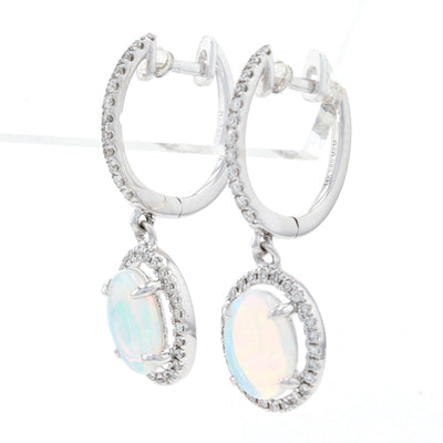 .98ctw Opal & Diamond Earrings White Gold