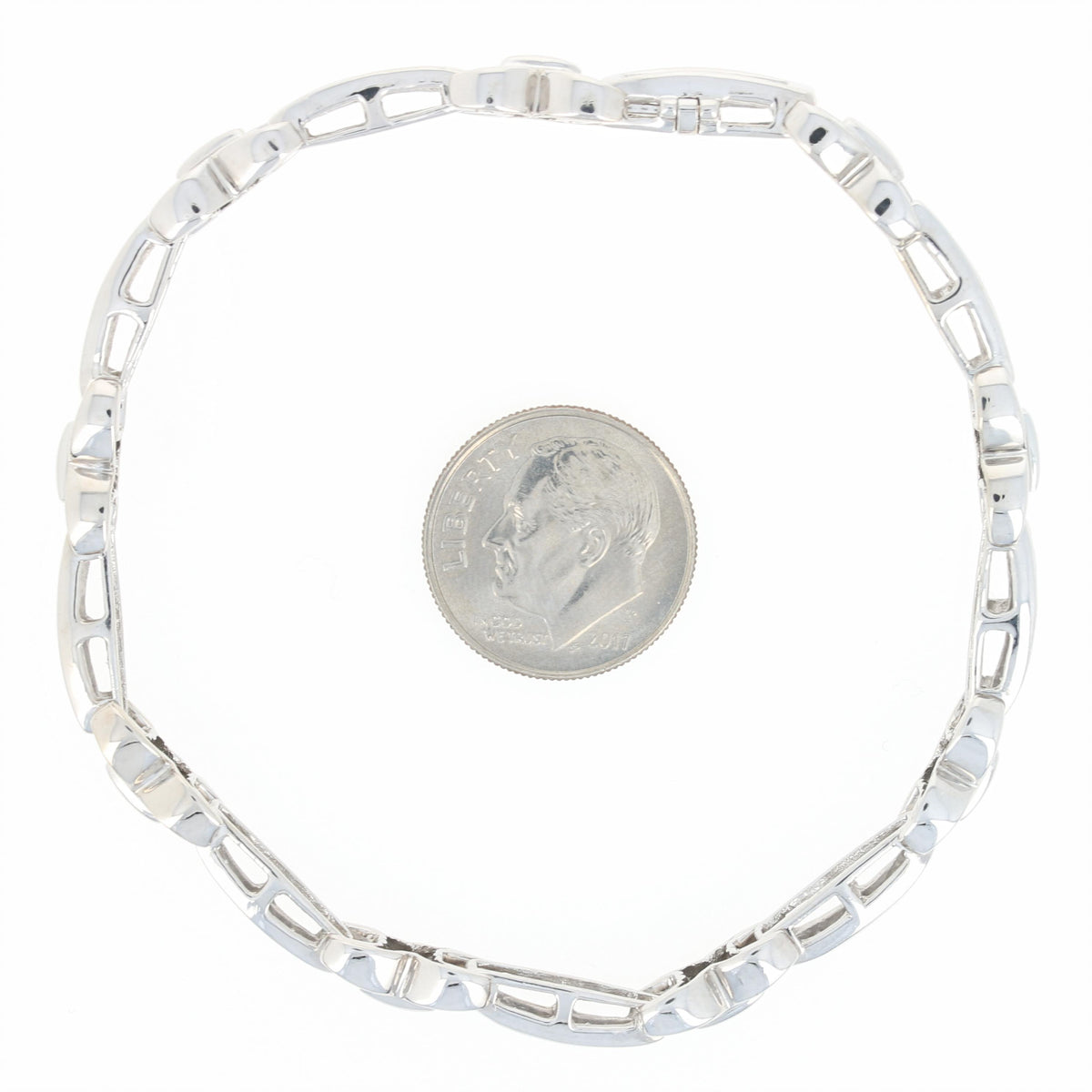 Composite Diamond Link Bracelet 7" - 14k White Gold Princess Cut 2.25ctw