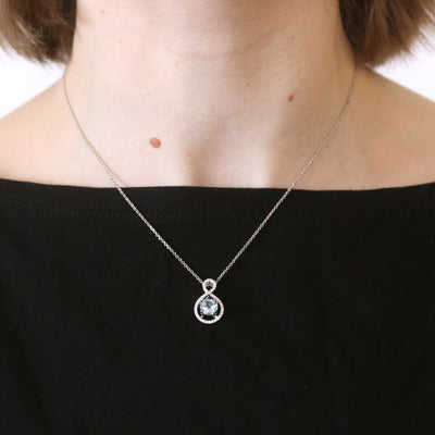 .98ct Aquamarine & Diamond Pendant Necklace White Gold