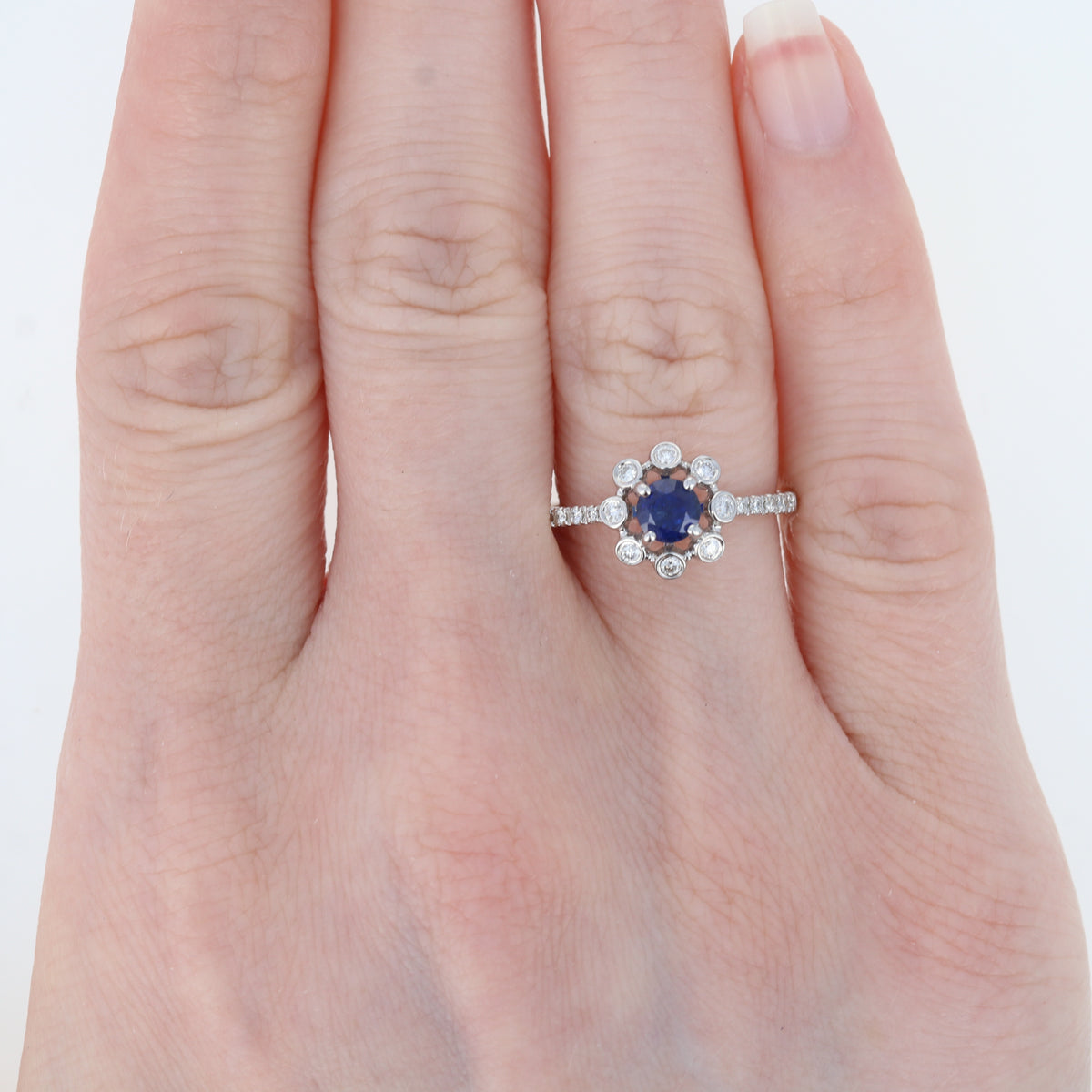 NEW Sapphire & Diamond Ring - 14k White Gold September .71ctw