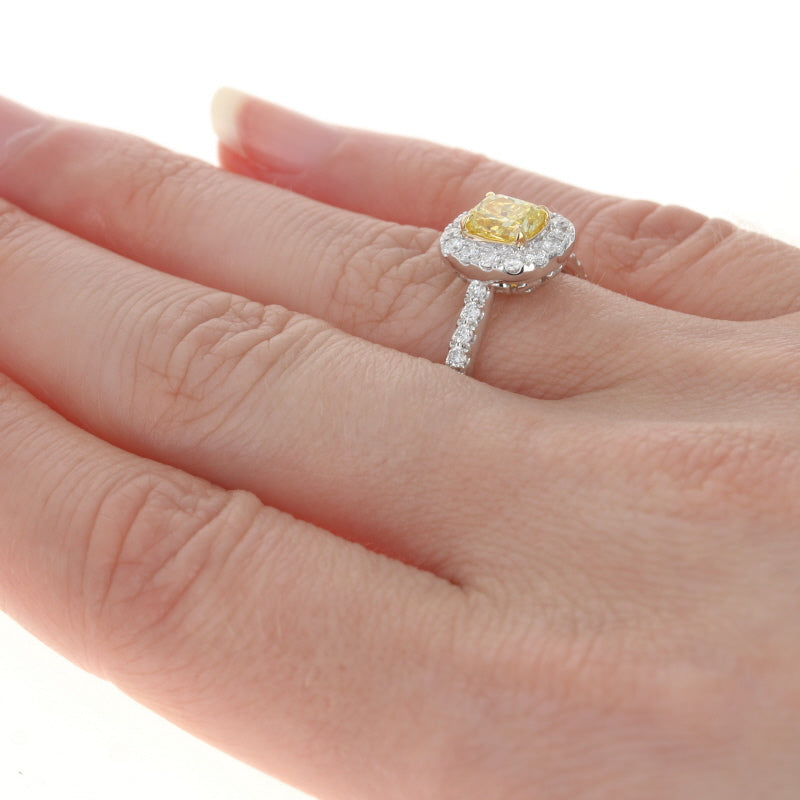 .92ct Fancy Intense Yellow Diamond Ring White Gold