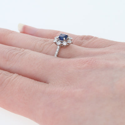 NEW Sapphire & Diamond Ring - 14k White Gold September .71ctw