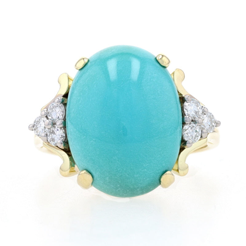 Turquoise & Diamond Ring Yellow Gold