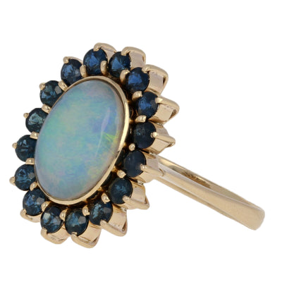 2.21ct Opal & Sapphire Ring Yellow Gold