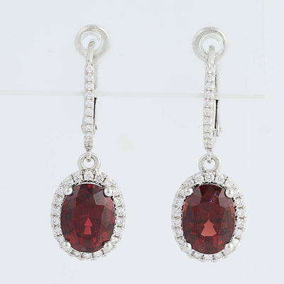 Red Spinel & Diamond Drop Earrings 3.49ctw