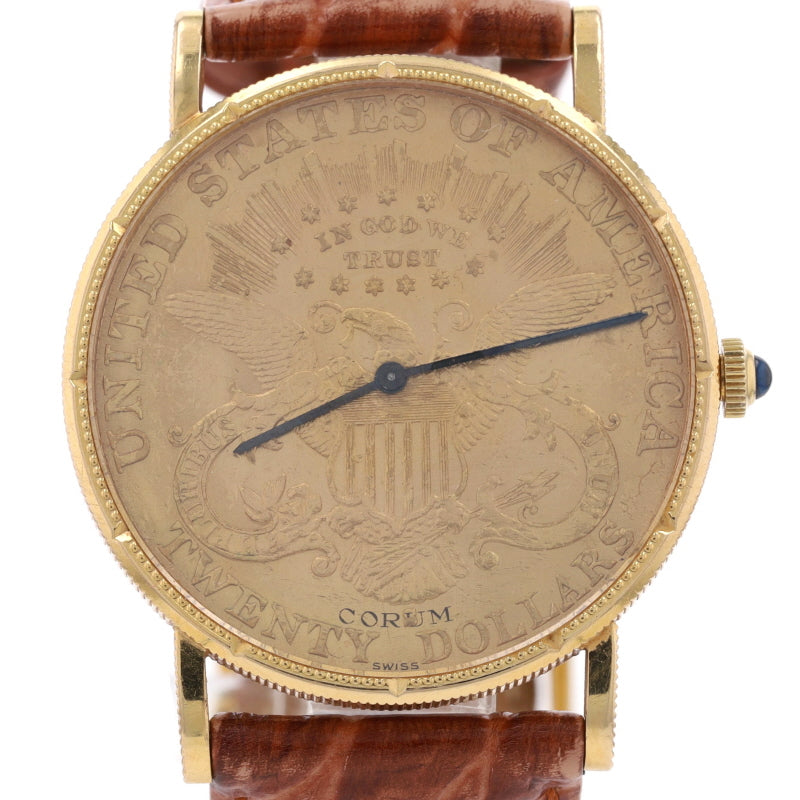 Corum $20 Double Eagle Coin Synthetic Sapphire Men's Watch Yellow