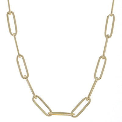 Paperclip Chain Necklace Yellow Gold