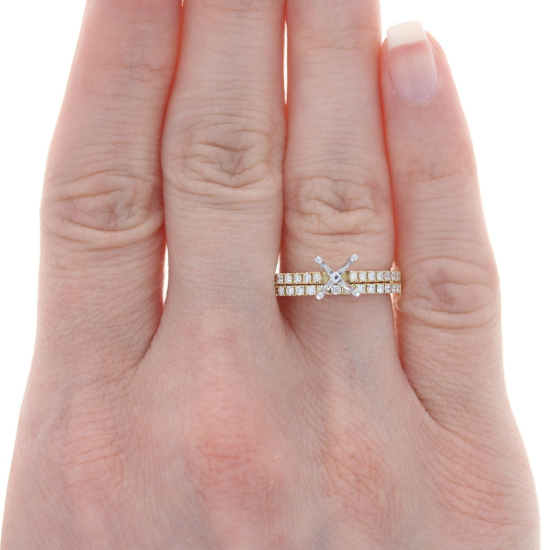 Semi-Mount Engagement Ring & Wedding Band Yellow Gold