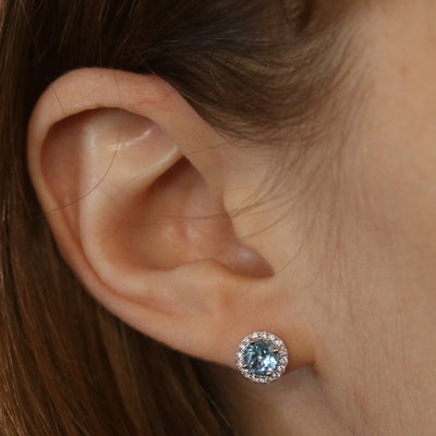 1.26ctw Blue Topaz & Diamond Earrings White Gold