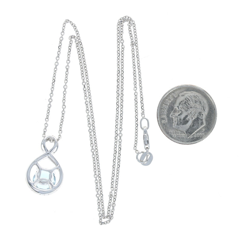 .98ct Aquamarine & Diamond Pendant Necklace White Gold