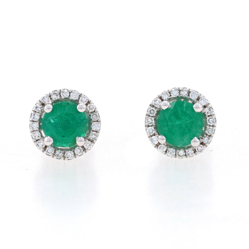 .62ctw Emerald & Diamond Earrings White Gold