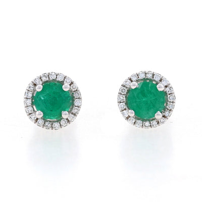 .62ctw Emerald & Diamond Earrings White Gold