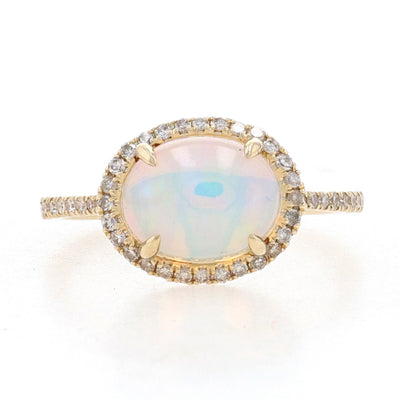 1.91ctw Opal & Diamond Ring Yellow Gold