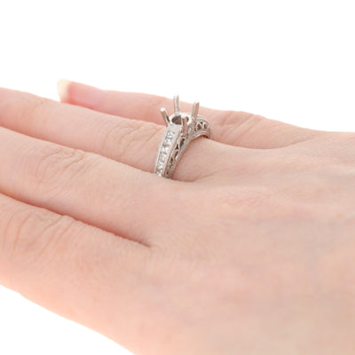 Semi-Mount Diamond Accented Engagement Ring