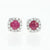 Ruby & Diamond Halo Earrings .85ctw