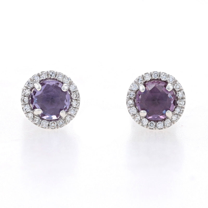 .92ctw Synthetic Alexandrite & Diamond Earrings White Gold