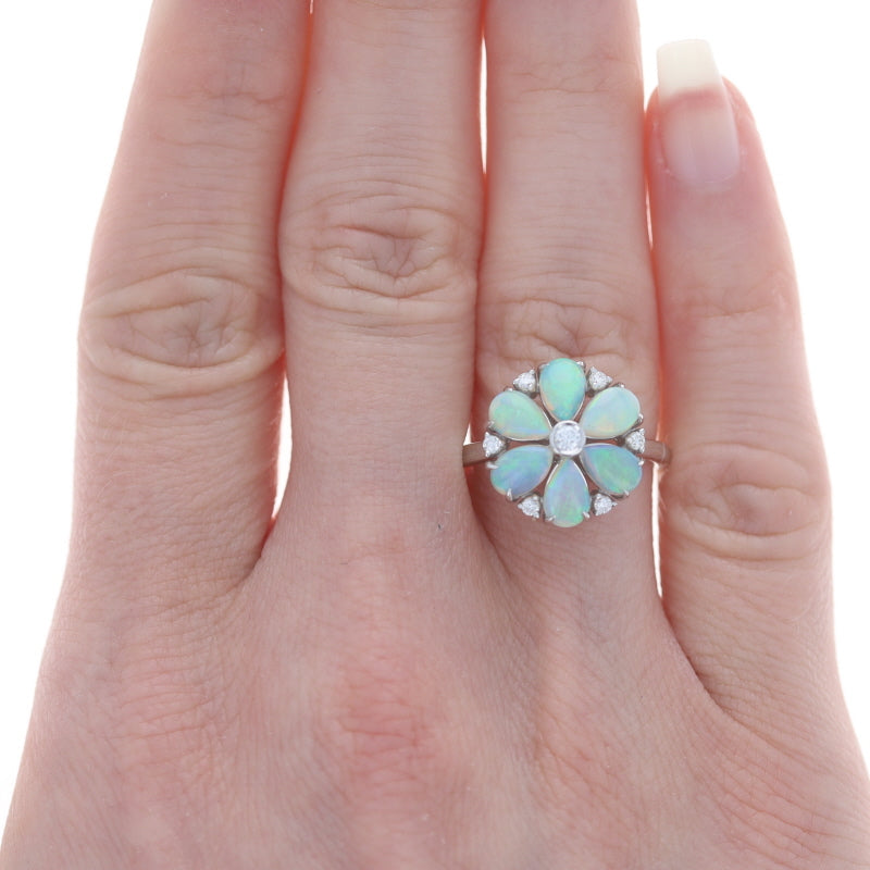1.83ctw Opal and Diamond Ring White Gold