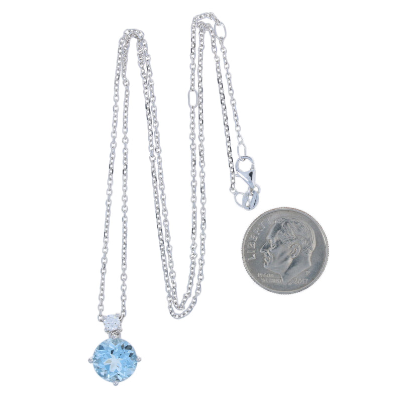 Aquamarine & Diamond Pendant Necklace 3.20ctw