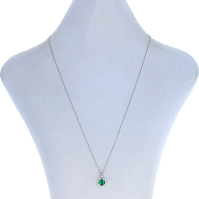 1.14ctw Emerald and Diamond Pendant Necklace White Gold