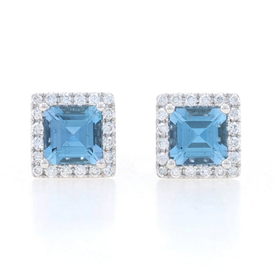 .91ctw Aquamarine & Diamond Earrings White Gold