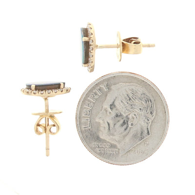 .60ctw Opal & Diamond Earrings Yellow Gold