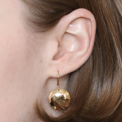 Hammered Disc Earrings Yellow Gold
