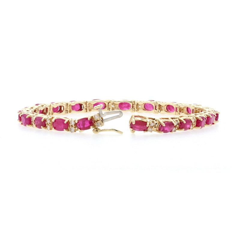 14kt white gold diamond and ruby bracelet BRA-14500