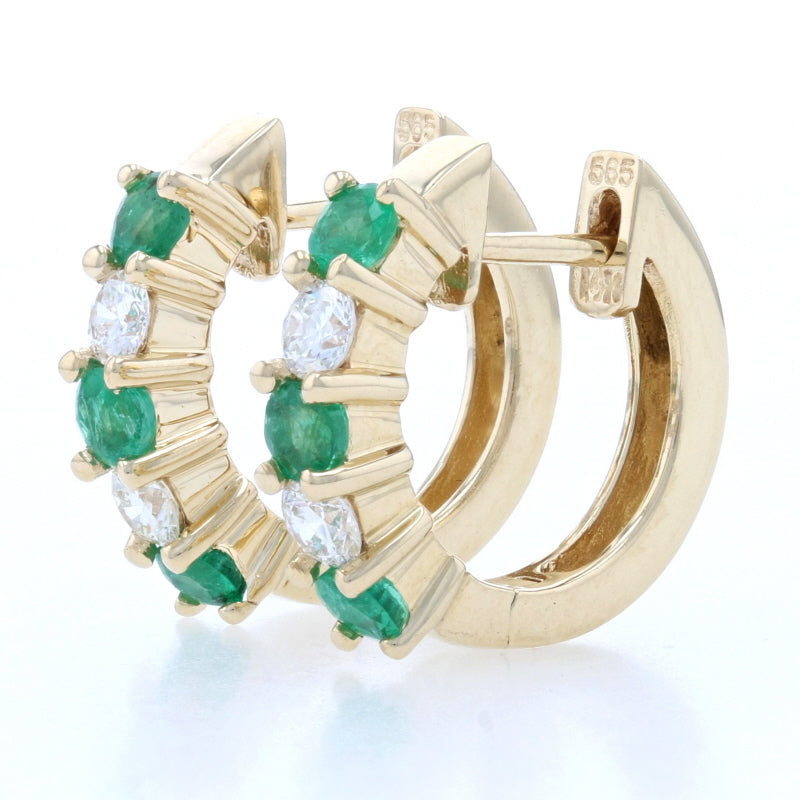 .92ctw Emerald & Diamond Earrings Yellow Gold