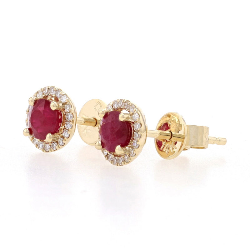 .70ctw Ruby & Diamond Earrings Yellow Gold
