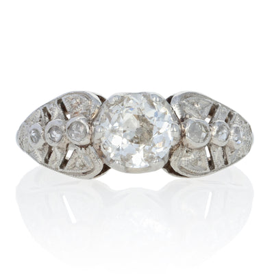 1.01ctw Diamond Edwardian Engagement Ring Platinum