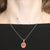 Coral & Diamond Halo Pendant Necklace White Gold