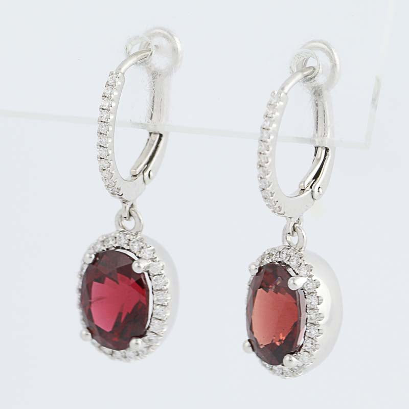 Red Spinel & Diamond Drop Earrings 3.49ctw