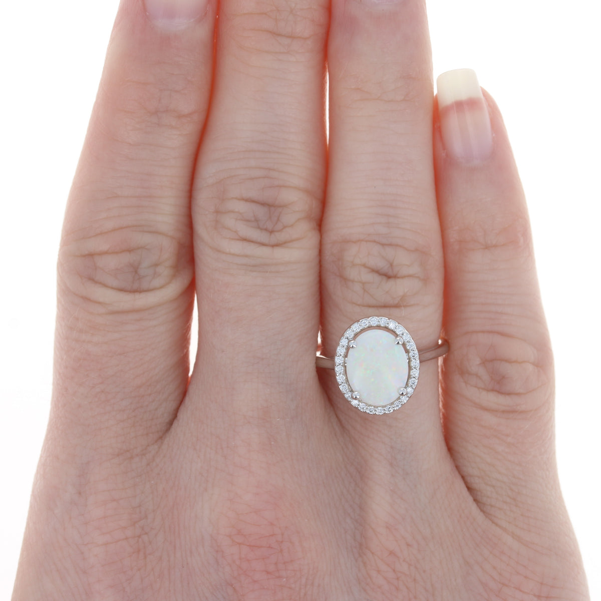 1.25ct Opal & Diamond Ring White Gold