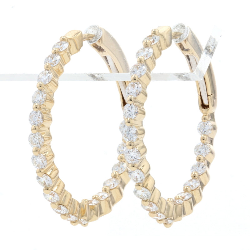 1.49ctw Diamond Inside-Out Hoop Earrings Yellow Gold