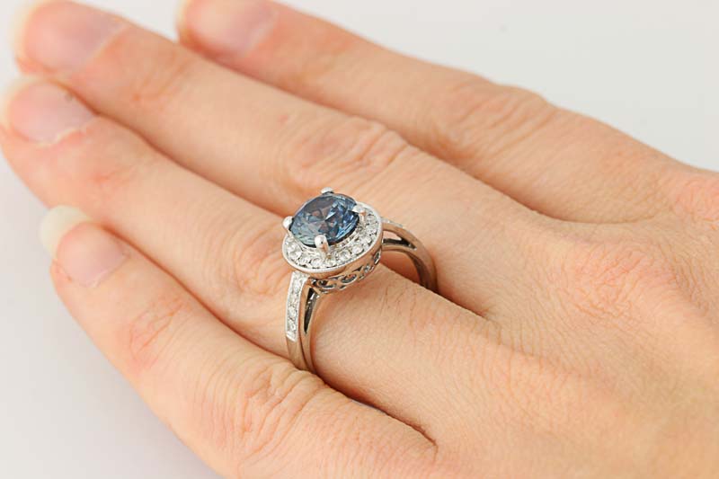 Montana Sapphire & Diamond Halo Ring GIA 2.88ctw