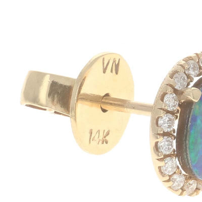 .60ctw Opal & Diamond Earrings Yellow Gold