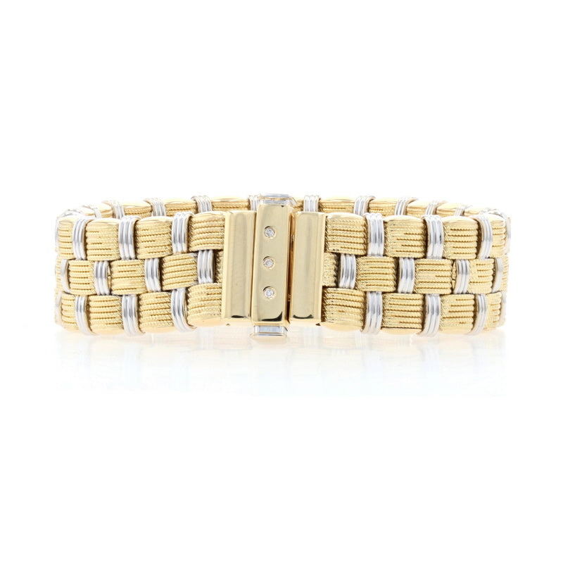 Diamond-Accented Woven Chain Bracelet Yellow Gold