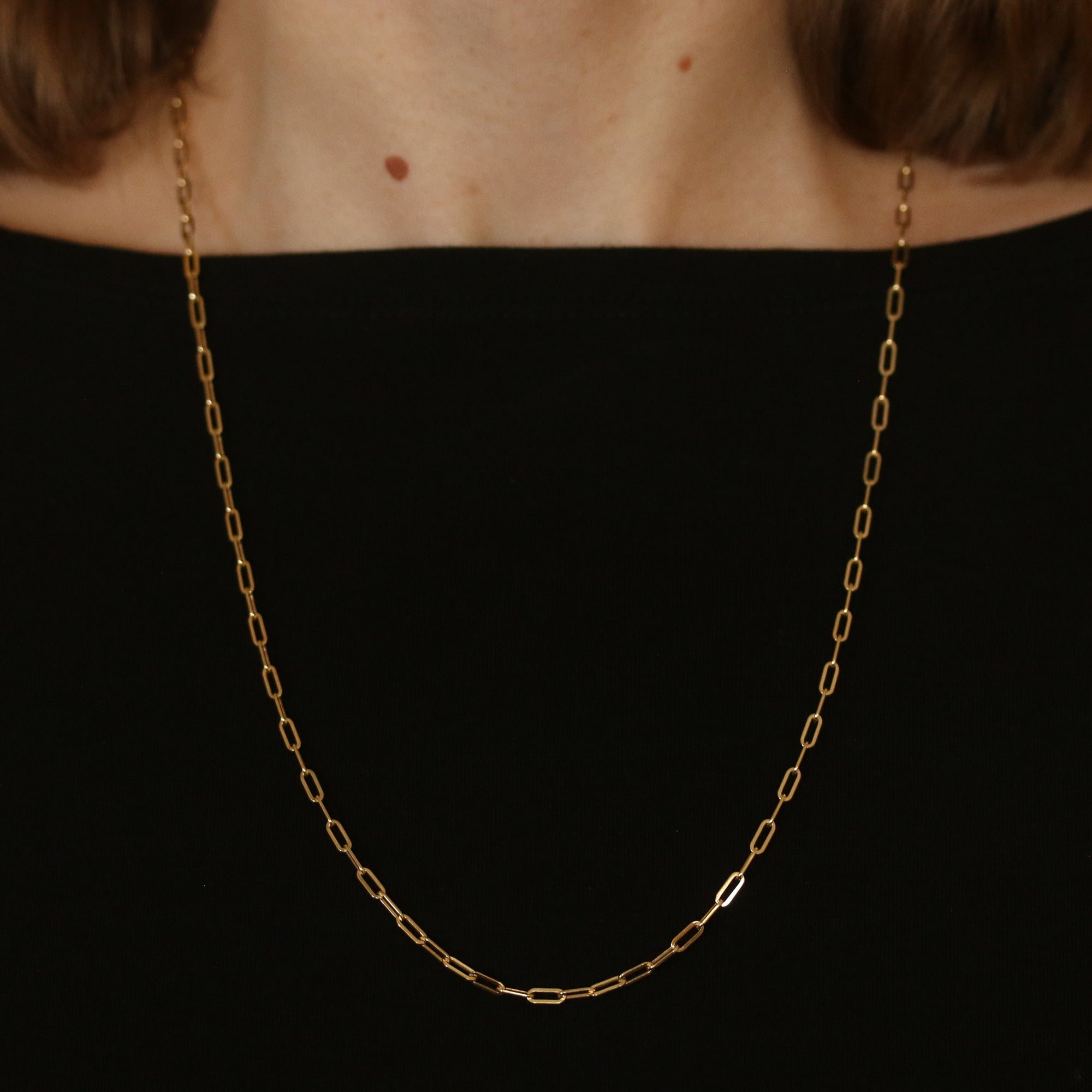 Paperclip Chain Necklace Yellow Gold