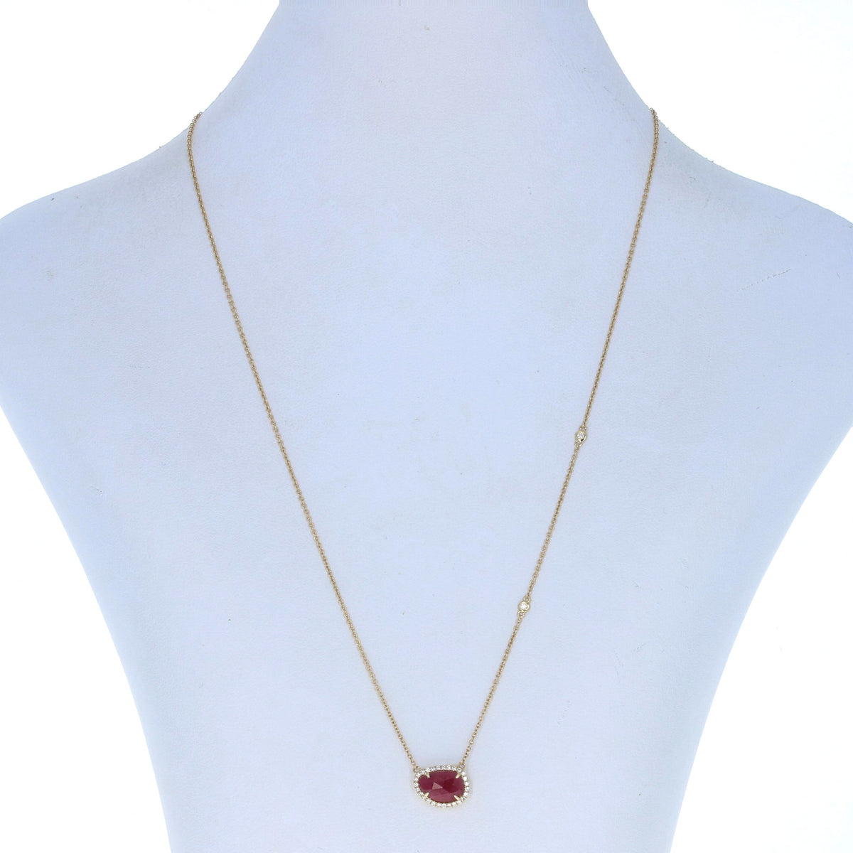 1.94ct Ruby & Diamond Necklace Yellow Gold