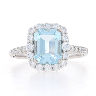 2.81ctw Aquamarine & Diamond Ring White Gold