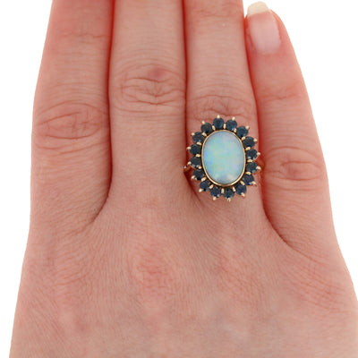 2.21ct Opal & Sapphire Ring Yellow Gold