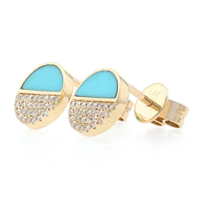 Turquoise & Diamond Earrings Yellow Gold