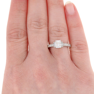 Radiant Cut Diamond Engagement Ring & Wedding Band GIA 1.31ctw