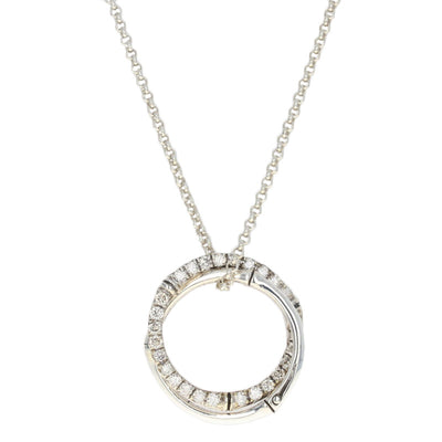 John Hardy Bamboo Circle Diamond Necklace Sterling Silver