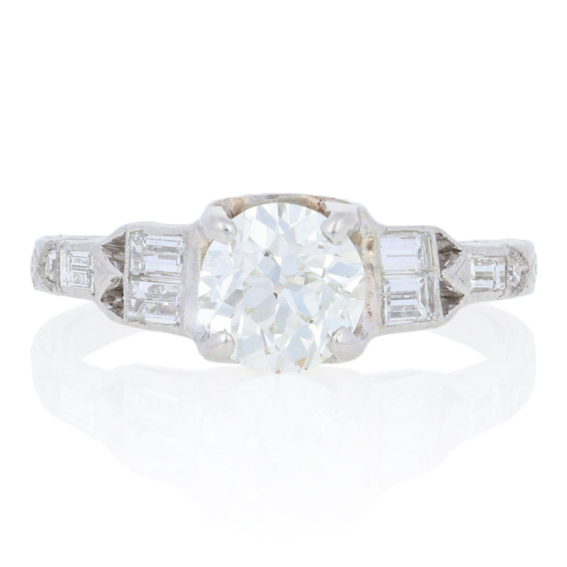 Vintage European Cut Diamond Art Deco Engagement Ring GIA 1.23ctw